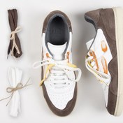 Resim Krahe Artemis Erkek Hakiki Deri Eskitme El Boyamalı Bağcık Ve İki Yedek Bağcıklı Beyaz-Vizon Sneakers 