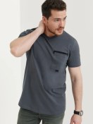 Resim Begood Büyük Bedenli, Cepli Bisiklet Yaka Oversize Tişört 189723318 Gri 