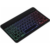 Resim Geeksen 10 İnç Kablosuz Bt Klavye Ultra İnce Şarj Edilebilir Bt Klavye Üç Sistem Uyumlu Karışık Işık Efekti Siyah 