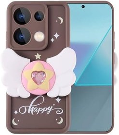 Resim Zore Xioami ile uyumlu Poco M6 Pro 4G Kılıf Kamera Korumalı Figür Tasarımlı Kapya Kapak Koyu Kahve 