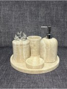 Resim ATAY MERMER TASARIM Traverten Mermer Banyo Seti 5'li 