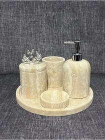 Resim ATAY MERMER TASARIM Traverten Mermer Banyo Seti 5'li 