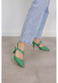 Resim Dudi Model 5 CM Topuklu Ayakkabı Yesıl Yeşil 