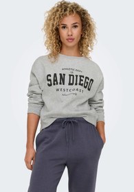 Resim ONLSWEAT L/S CREW OVERSIZ A GRI MEL Kadın Sweatshirt 