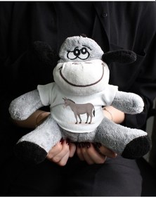 Resim Eşek Baskılı Tişörtlü Peluş Eşek 22cm - Özür Hediyesi Oyuncak Peluş 
