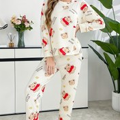 Resim İlkbahar ve Sonbahar Sevimli Ayı Desenli Pijama Takımı, Kadınlar için Rahat Uzun Kollu Ev Giyimi 