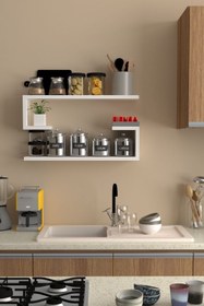 Resim FİENSA Mutfak Rafı, Çocuk Odası Duvar Rafı, Banyo Rafı, Çalışma Odası Rafı - Beyaz 