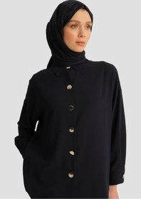 Resim Armine Metal Düğmeli Oversize Tunik Lacivert 