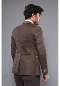 Resim Çift Düğmeli Cepli Erkek Kahverengi Ceket- Wessi Kahverengi 