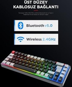 Resim Rampage YORU Mini PRO Siyah/Gri 2.4ghz+BT5.0+Type-C Red Swich Q Mekanik Gaming Oyuncu Klavye RGB 