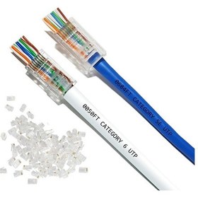 Resim Yeni Nesil Jak Cat5/Cat6 Rj45 Konnektör 100 Lü Paket Cat6 Ez 4381 