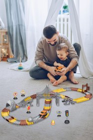 Resim Kayyum Oyuncak İnşaat Tracks 192 Parça İnşaat Temalı Hareketli Raylar Araçlı Köprülü 