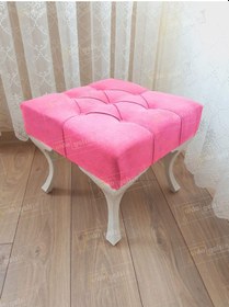 Resim Kapitoneli Makyaj Pufu Ayak Ucu Puf Beyaz Ayak 45 45 Pembe 