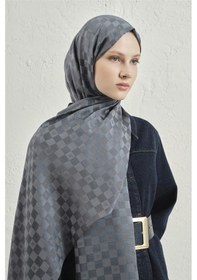 Resim Armine Elegance İpek Pamuk Dama Şal 19 Füme 