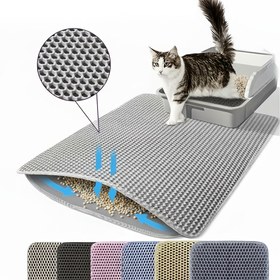 Resim Ekstra Büyük Bal Peteği Çift Katlı Kedi Kumu Matı, Sıçrama Karşıtı Tasarım, Yıkanabilir EVA Malzeme, Delikli Zemin Matı, Kolay Temizlenebilir, Çok Renk Seçeneği İçin Mükemmel Kapalı Kediler ve Kedi Kumu Kutuları İçin | Sıçrama Karşıtı Mat 
