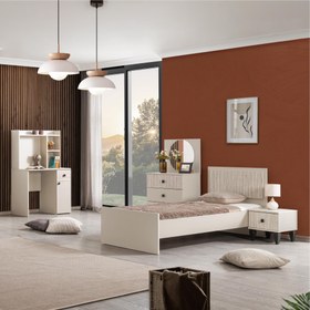 Resim Cozy Genç Odası Takımı | Karyola Dolap Çalışma Masası Seti 