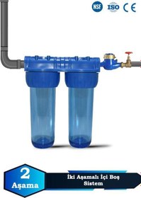 Resim Atlantis Daire Bina Girişi 10 İnch 2 Aşama Su Arıtma Yumuşatma Cihazı(Filtresiz,İçi Boş) 