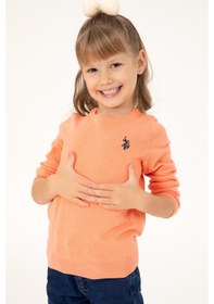 Resim U.S. Polo Assn. Kız Çocuk Somon Melanj Bisiklet Yaka Basic Kazak 50293586-VR254 