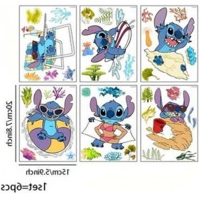 Resim Trendooze Disney Stitch Banyo Çıkartmaları A 6 Parça Su Geçirmez, Kaydırmaz 