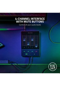 Resim Razer Ses Mikseri Analog Ses Mikseri, Sessiz Düğmeli 4 Kanallı A 