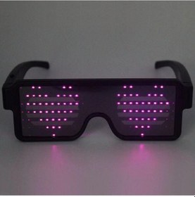 Resim Pembe Led Işıklı Şarjlı Parti Gözlüğü Kablosuz Yılbaşı Düğün Eğle 