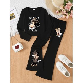 Resim Disney Resmi Kız Çocukları Uzun Kollu Pantolon Takımı, Sevimli Minnie Baskısı, Sıcak İç Çamaşırı, Yuvarlak Yaka Üst, Dar Kesim Pantolon, Yeni Sonbahar/Kış Koleksiyonu, Rahat ve Çok Yönlü Giyim, Mükemmel Tatil Hediyesi, Yüksek Kaliteli Kumaş 