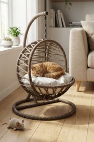 Resim Reyo Pet Lüxperi Kedi Salıncağı & Kedi Yatağı & Kafesi 38x45x65 cm Kahve 