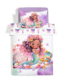 Resim Evmila Deniz Kızı Desenli Nevresim Takımı - 160x220cm Nevresim +50x70cm Yastık Kılıfı+100x200cm Çarşaf 