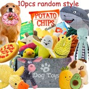 Resim 10 Adet Köpek Peluş Oyuncaklar, Çizgi Film Desenli Dayanıklı ve Etkileşimli Squeaky Pet Oyuncağı Seti - Kemiriciler İçin Uygun, Küçük Köpekler için Daha Uygundur, Çekişme Savaşı Türleri, Köpeğinizin Can Sıkıntısından Korunmasını Sağlar 