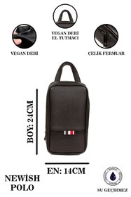 Resim Newish Polo Erkek Deri Mekanizmalı Cüzdan ve Portföy Clutch Günlük El Çantası new168 - Siyah 