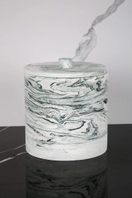 Resim Mermer Desenli Beton Çöp Kovası Banyo Mutfak Tuvalet Wc 18 Cm 4 Litre Yeşil 