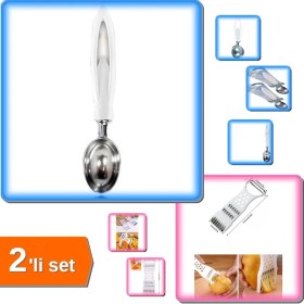Resim Hereveoyuncak Metal Dondurma Kepçesi + 5 Fonksiyonlu Sebze Meyve Soyucu - 2li Set N6K3U4 