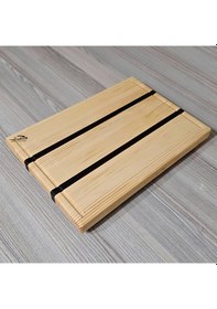 Resim Basicdual İki Renk Doğal Ahşap Kesme Tahtası Sunum Çam-abanoz 