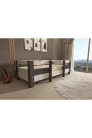 Resim Lullaby Stella Beyaz-Antrasit Montessori Çocuk Karyolası 