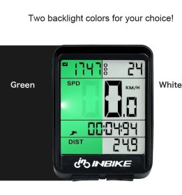 Resim Inbike Kablosuz Bisiklet Km Hız Göstergesi Sayacı Su Geçirmez LCD Çift Renk Ekranlı LED Kilometre Saati 