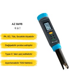Resim Sevgift AZ 8698 pH, EC, TDS ve Sıcaklık | 4 in 1 