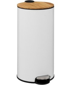 Resim 5five Çöp Kovaları Simply Smart Bambou 30 Lt Metal Beyaz 