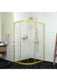 Resim Tekno Duş Gold Sirius 6mm Şeffaf Cam Asimetrik Oval Duşakabin Şeffaf 