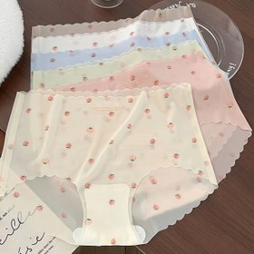 Resim 6'lı Kadın Külot Seti, Sevimli Çilek ve Çiçek Desenleri, Nefes Alabilir Orta Bel, Dikişsiz Rahat Kalıp, Pastel Renkler, Günlük Kıyafet İçin İç Giyim, Sevimli İç Çamaşırları 