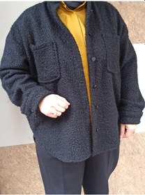 Resim Peluş Mont Ceket Siyah 