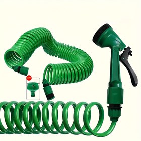 Resim Bağlama Hortumu Seti, Bahçe Spiral Hortum 24.6/49.2/65.6 Ayak (yaklaşık 7.5/15/20 metre), EVA Geri Sarılabilir Bahçe Hortumu Plastik Bağlantı Parçası, 5 Modlu Başlıklı Bahçe Hortumu, Dış Mekan Sulama ve Araba Yıkama için Uygun, Hafif ve Bükülmez 