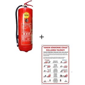Resim Tüpaş Yangın Tüpü 6 KG ve Yangın Tüpü Kullanım Talimatı 2'li Set 