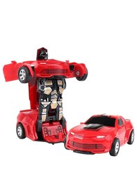 Resim Oyuncak Uzaktan Kumandalı Araba Transformers Tarzı Robota Dönüşen Oyuncak Araba Mustang Kırmızı 