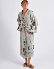 Resim Gri- Kahverengi Sun Kimono Çok Renkli 