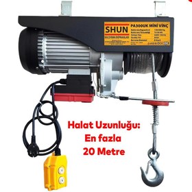 Resim Badem10 Shun Elektrikli Mini Vinç 150/300 KG Caraskal B Sınıfı 10/20 Metre Wifi Ve Kablolu Kontrol Kumanda 