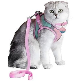 Resim Kedi Koşum Takımı Ve Tasma Seti, Gece Güvenliği İçin Reflektif Bantlı Ve Zilli, Kolay Kontrol Sağlayan, Yavru Kediler İçin Uygun 