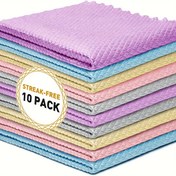 Resim 10 Paket Dokuma Polyester Balina Tüyleri Bezleri, Çok Fonksiyonlu Yeniden Kullanılabilir Temizlik Havluları, Mutfak, Oturma Odası, Araba, Cam Yüzeyleri için Süngerler 