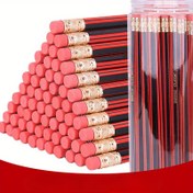 Resim 100 adet HB Silgili Kurşun Kalem - 2mm Kurşun, Günlük Ofis Kullanımı için Ahşap Çizim & Eskiz Kalemleri 