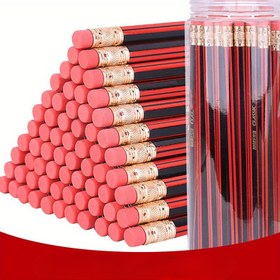 Resim 100 adet HB Silgili Kurşun Kalem - 2mm Kurşun, Günlük Ofis Kullanımı için Ahşap Çizim & Eskiz Kalemleri 