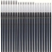 Resim 30 Adet Profesyonel İnce Detay Boya Fırçaları, Yuvarlak Uç Nylon Saç, Miniature Model, El Sanatları, Su Kumu, Akrilik ve Yağlı Boya için - Dowel Saplı Kombinasyon Malzemesi 